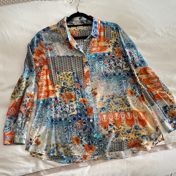 Silk Button Down Blouse - Picture 8 of 9